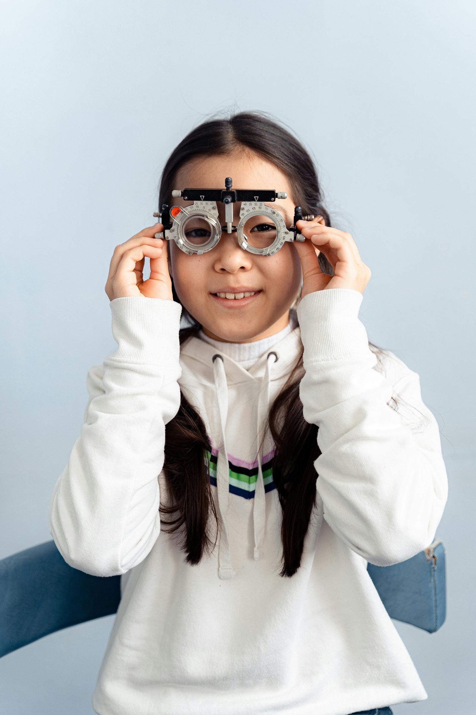 Child during eye exam